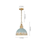 LightfixturesUAE-1-Light Vintage Distressed Metal Dome Shape Pendant Light-Pendant Lights-Blue-