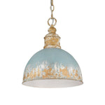 LightfixturesUAE-1-Light Vintage Distressed Metal Dome Shape Pendant Light-Pendant Lights-Blue-