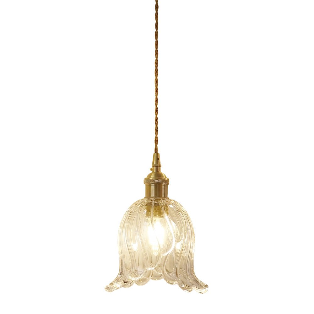 LightfixturesUAE-1-Light Vintage Glass Tulip Pendant Light-Pendant Lights-Clear-