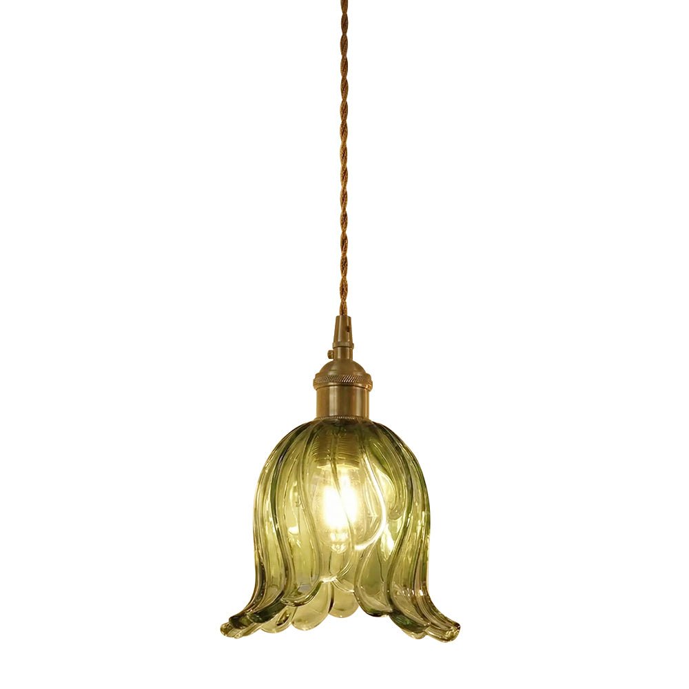 LightfixturesUAE-1-Light Vintage Glass Tulip Pendant Light-Pendant Lights-Clear-