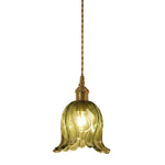 LightfixturesUAE-1-Light Vintage Glass Tulip Pendant Light-Pendant Lights-Clear-