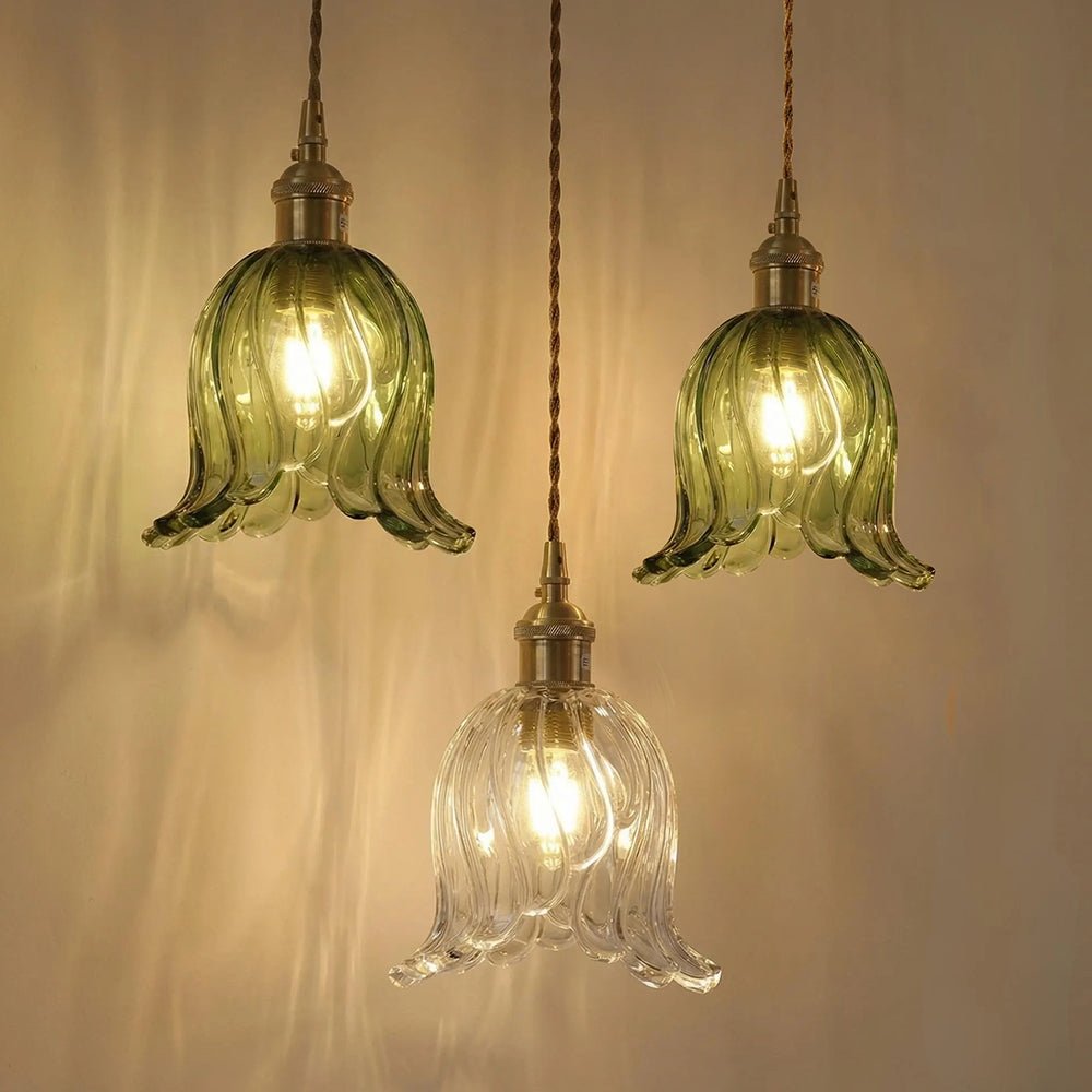 LightfixturesUAE-1-Light Vintage Glass Tulip Pendant Light-Pendant Lights-Clear-
