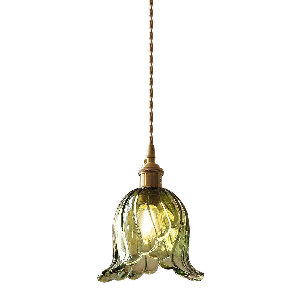 LightfixturesUAE-1-Light Vintage Glass Tulip Pendant Light-Pendant Lights-Clear-