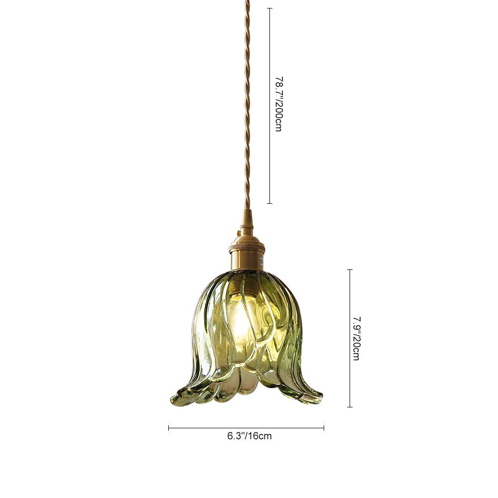 LightfixturesUAE-1-Light Vintage Glass Tulip Pendant Light-Pendant Lights-Clear-