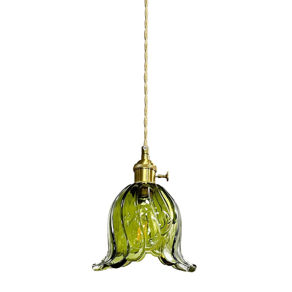LightfixturesUAE-1-Light Vintage Glass Tulip Pendant Light-Pendant Lights-Clear-