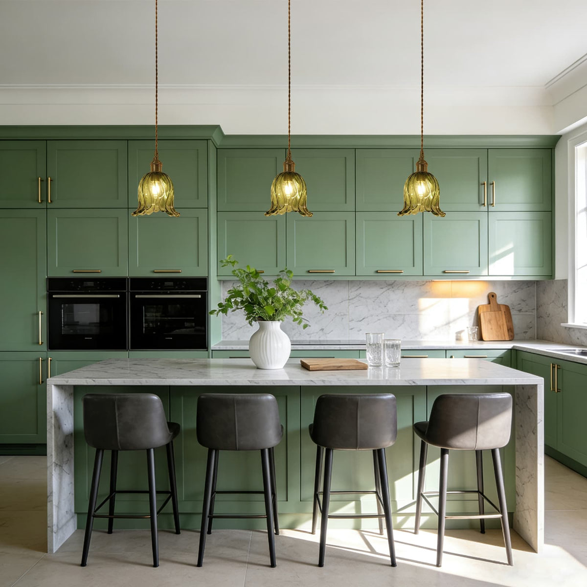 LightfixturesUAE-1-Light Vintage Glass Tulip Pendant Light-Pendant Lights-Clear-