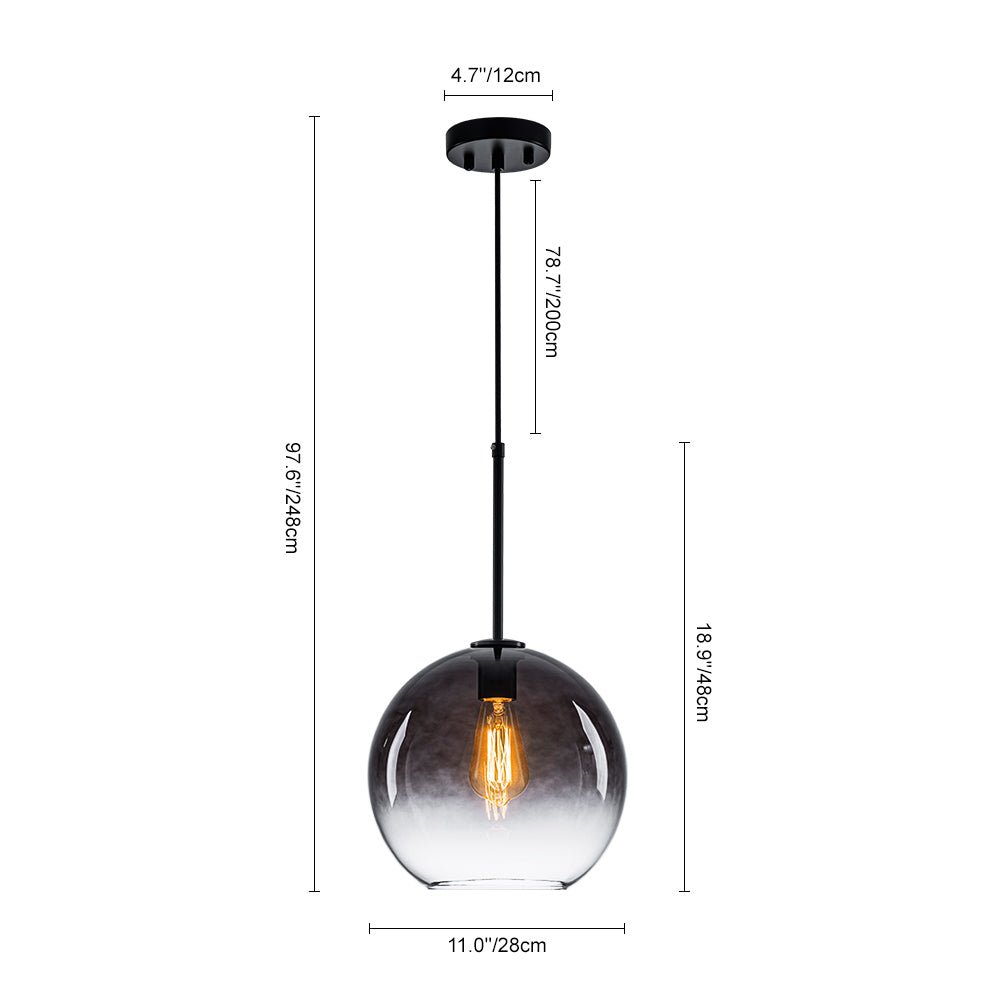 LightfixturesUAE-1-light Vintage Modern Gradient Smoke Grey Glass Pendant Light-Pendant Lights-Black-