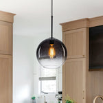 LightfixturesUAE-1-light Vintage Modern Gradient Smoke Grey Glass Pendant Light-Pendant Lights-Black-