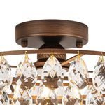 LightfixturesUAE-1-Light Vintage Pyramid-Shape Teardrop Crystal Semi Flush Mount Ceiling Light-Ceiling Lights-Bronze-