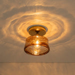 LightfixturesUAE-1-Light Vintage Retro Smoky Swirl Amber Glass Semi-Flush Ceiling Light-Ceiling Lights-Amber-