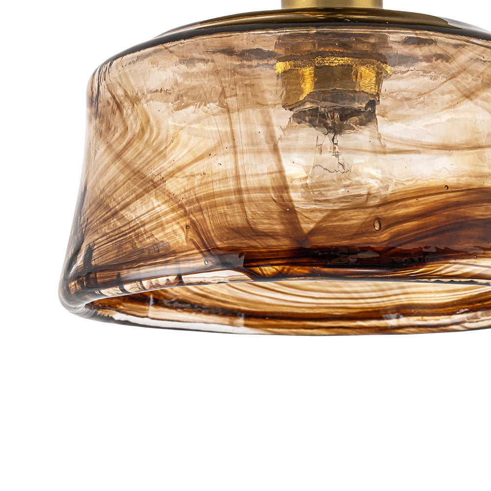 LightfixturesUAE-1-Light Vintage Retro Smoky Swirl Amber Glass Semi-Flush Ceiling Light-Ceiling Lights-Amber-
