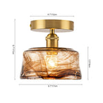 LightfixturesUAE-1-Light Vintage Retro Smoky Swirl Amber Glass Semi-Flush Ceiling Light-Ceiling Lights-Amber-
