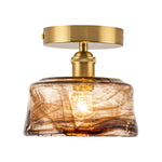 LightfixturesUAE-1-Light Vintage Retro Smoky Swirl Amber Glass Semi-Flush Ceiling Light-Ceiling Lights-Amber-
