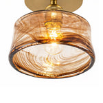LightfixturesUAE-1-Light Vintage Retro Smoky Swirl Amber Glass Semi-Flush Ceiling Light-Ceiling Lights-Amber-