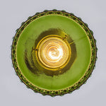 LightfixturesUAE-1-Light Vintage Ribbed Glass Brushed Brass Drum Pendant Light-Pendant Lights-Transparent-