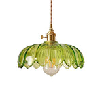 LightfixturesUAE-1-Light Vintage Romantic Retro Lotus Petal Glass Pendant Light-Pendant Lights-Amber-