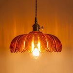 LightfixturesUAE-1-Light Vintage Romantic Retro Lotus Petal Glass Pendant Light-Pendant Lights-Amber-