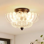 LightfixturesUAE-1-Light Vintage Romantic Retro Petal Glass Tiered Flush Mount Ceiling Light-Ceiling Lights-Clear-