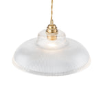 LightfixturesUAE-1-Light Vintage Striped Glass Dome-Shaped Pendant Light-Pendant Lights-Green-