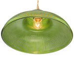 LightfixturesUAE-1-Light Vintage Striped Glass Dome-Shaped Pendant Light-Pendant Lights-Green-