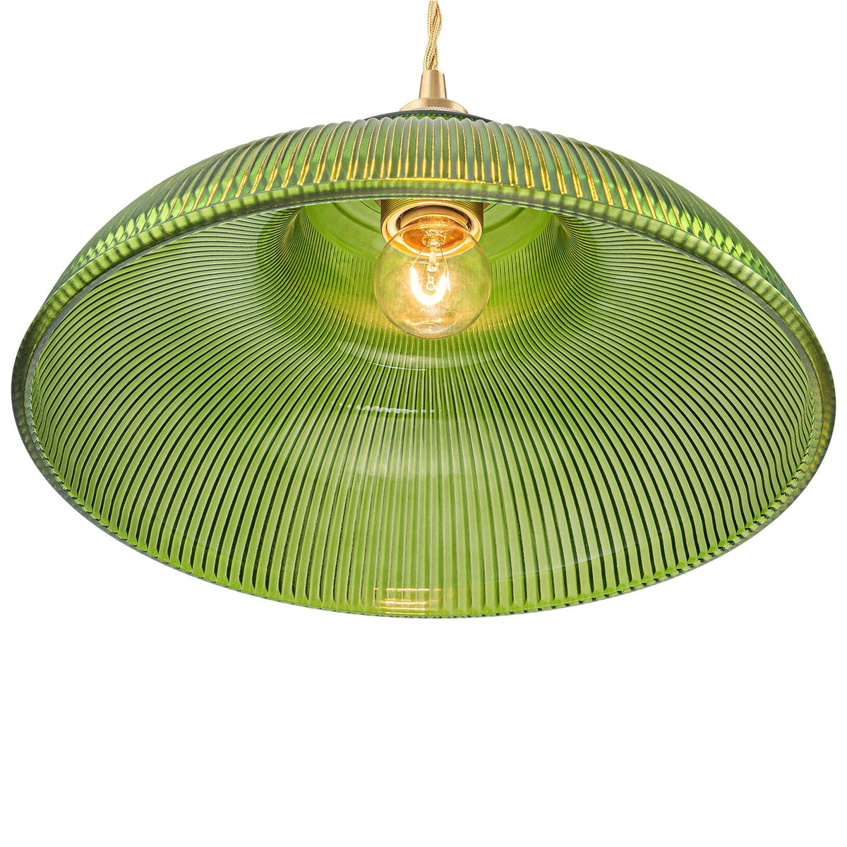 LightfixturesUAE-1-Light Vintage Striped Glass Dome-Shaped Pendant Light-Pendant Lights-Green-