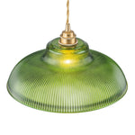 LightfixturesUAE-1-Light Vintage Striped Glass Dome-Shaped Pendant Light-Pendant Lights-Green-