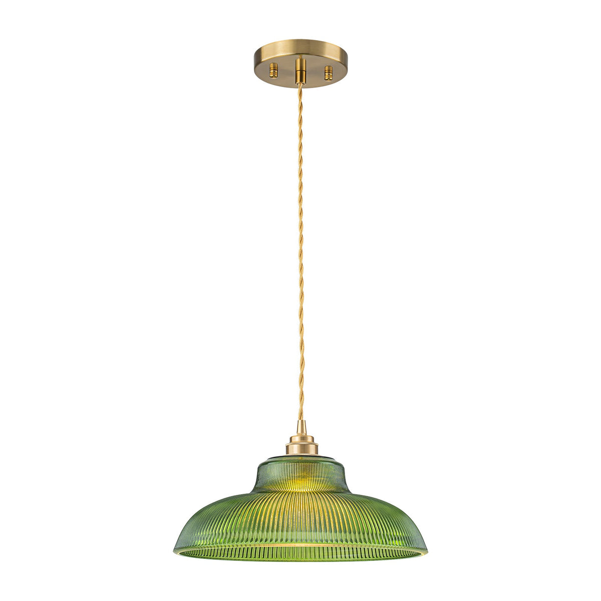 LightfixturesUAE-1-Light Vintage Striped Glass Dome-Shaped Pendant Light-Pendant Lights-Green-