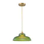 LightfixturesUAE-1-Light Vintage Striped Glass Dome-Shaped Pendant Light-Pendant Lights-Green-