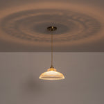 LightfixturesUAE-1-Light Vintage Striped Glass Dome-Shaped Pendant Light-Pendant Lights-Green-