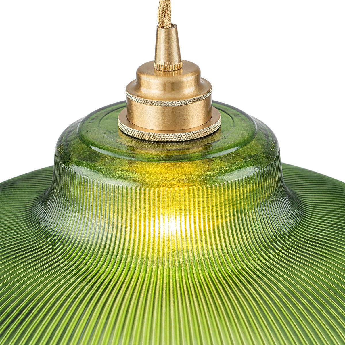 LightfixturesUAE-1-Light Vintage Striped Glass Dome-Shaped Pendant Light-Pendant Lights-Green-