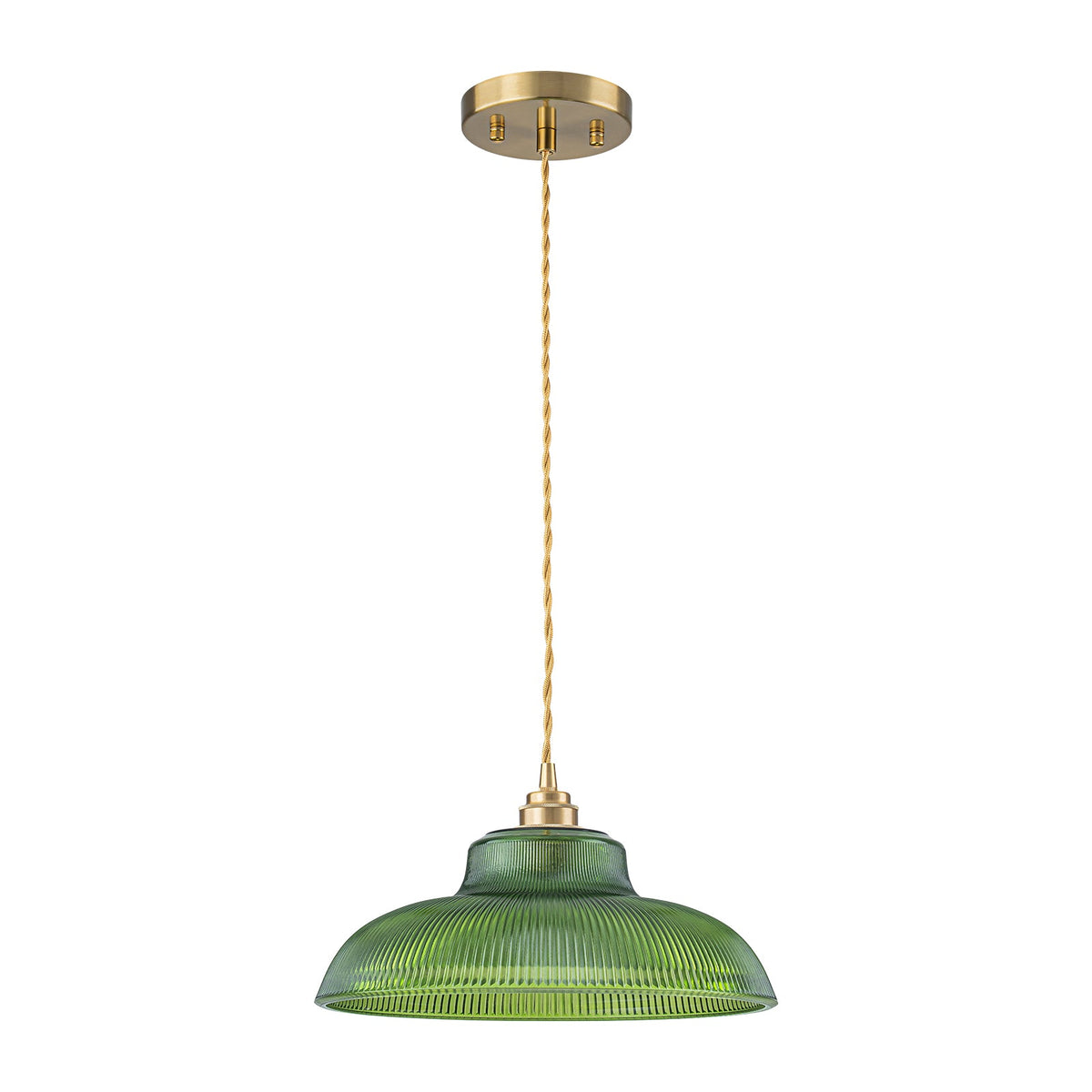 LightfixturesUAE-1-Light Vintage Striped Glass Dome-Shaped Pendant Light-Pendant Lights-Green-