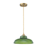 LightfixturesUAE-1-Light Vintage Striped Glass Dome-Shaped Pendant Light-Pendant Lights-Green-
