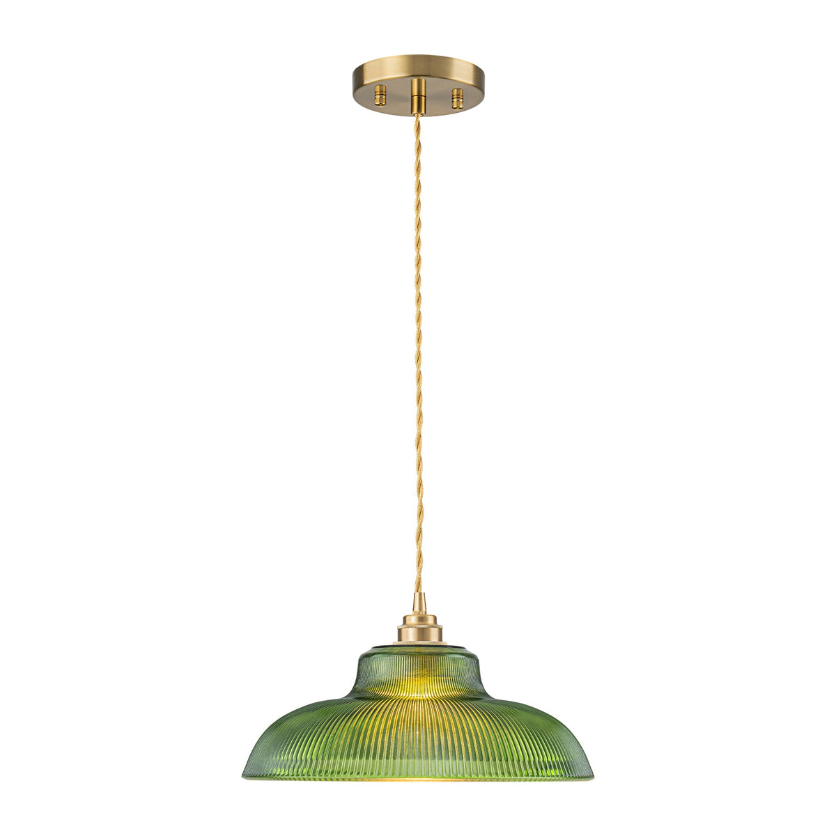 LightfixturesUAE-1-Light Vintage Striped Glass Dome-Shaped Pendant Light-Pendant Lights-Green-