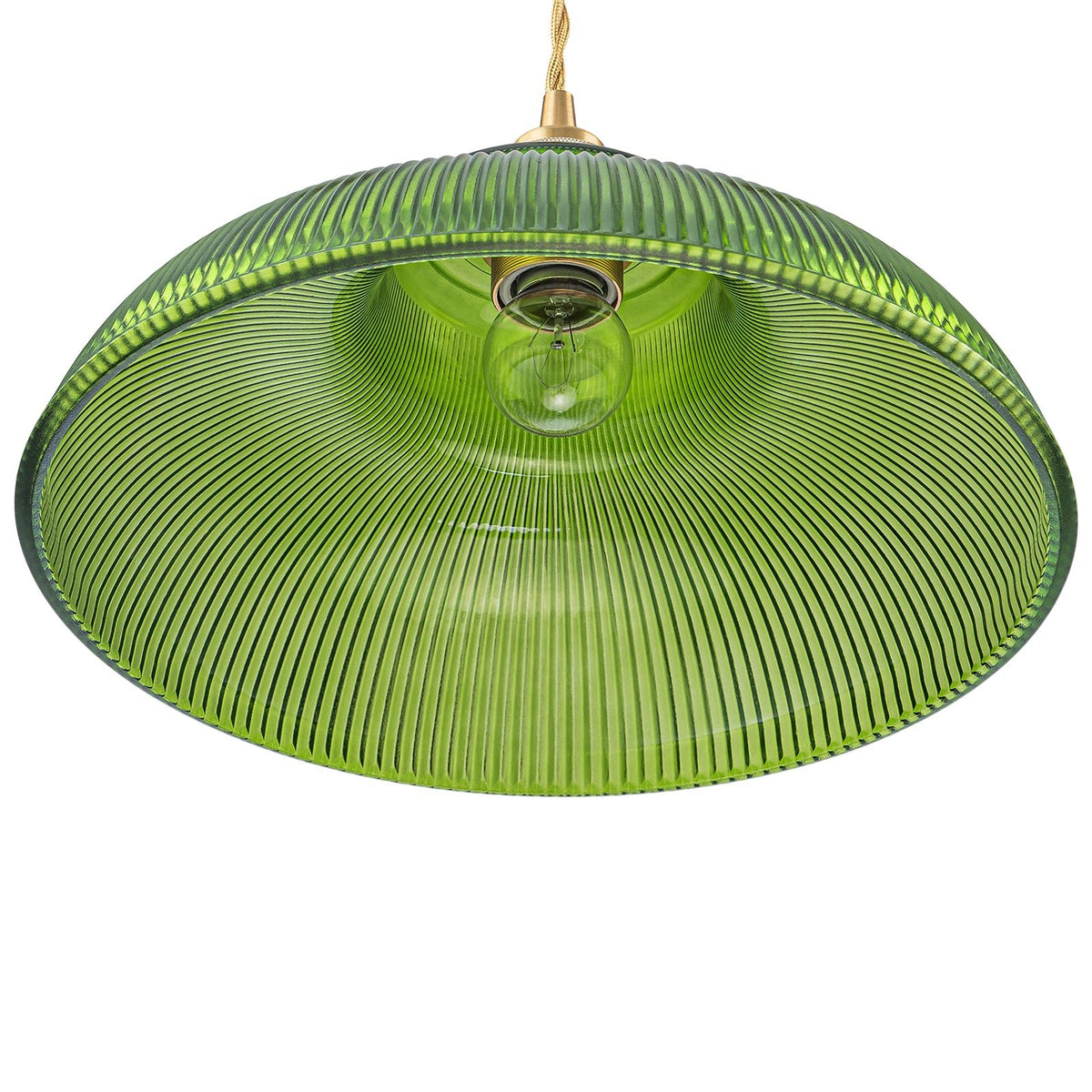 LightfixturesUAE-1-Light Vintage Striped Glass Dome-Shaped Pendant Light-Pendant Lights-Green-