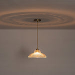 LightfixturesUAE-1-Light Vintage Striped Glass Dome-Shaped Pendant Light-Pendant Lights-Green-