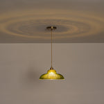 LightfixturesUAE-1-Light Vintage Striped Glass Dome-Shaped Pendant Light-Pendant Lights-Green-