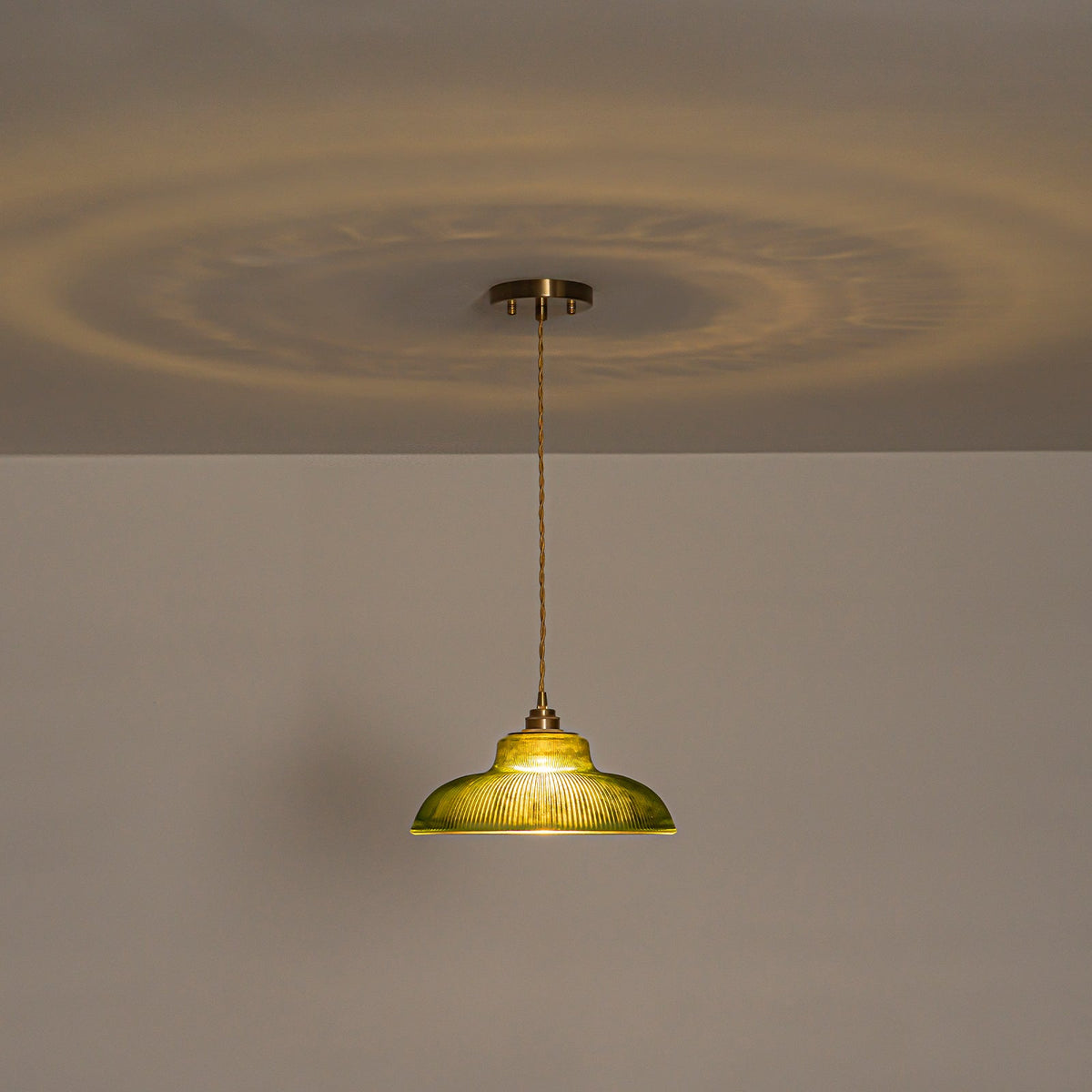 LightfixturesUAE-1-Light Vintage Striped Glass Dome-Shaped Pendant Light-Pendant Lights-Green-