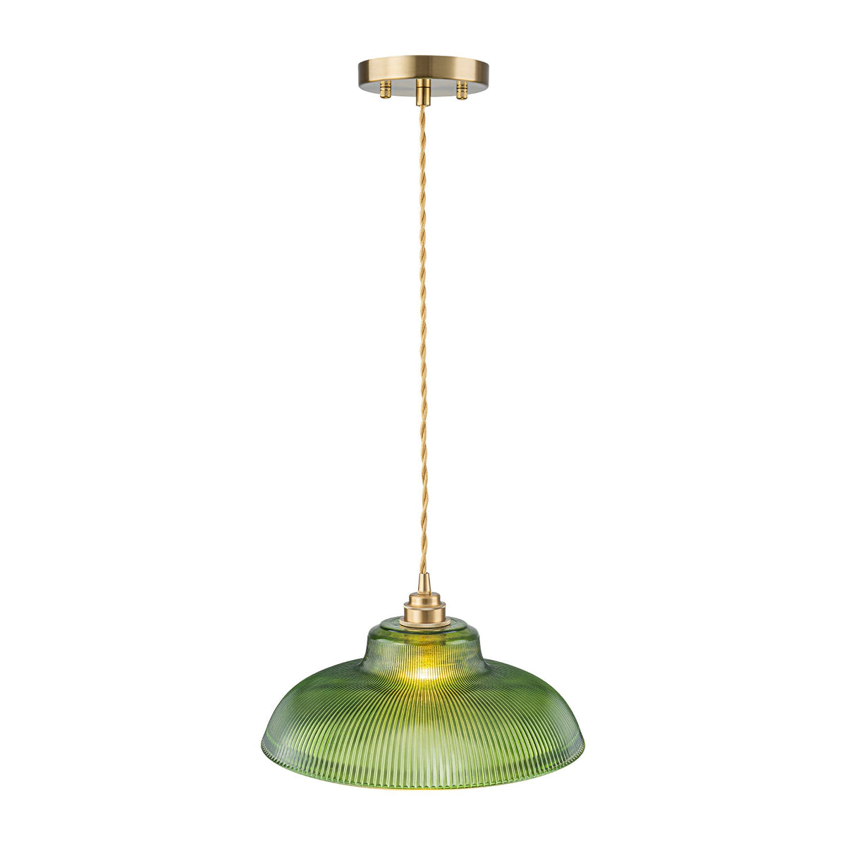 LightfixturesUAE-1-Light Vintage Striped Glass Dome-Shaped Pendant Light-Pendant Lights-Green-
