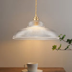 LightfixturesUAE-1-Light Vintage Striped Glass Dome-Shaped Pendant Light-Pendant Lights-Transparent-
