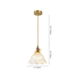 LightfixturesUAE-1-Light Vintage Striped Glass Flower-Shaped Pendant Light-Pendant Lights-Clear-Large