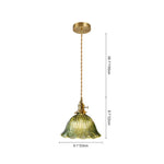 LightfixturesUAE-1-Light Vintage Striped Glass Flower-Shaped Pendant Light-Pendant Lights-Clear-Large