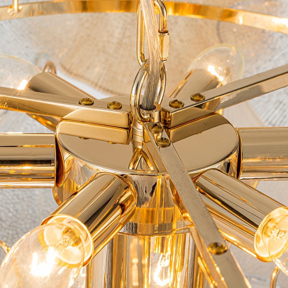 LightfixturesUAE-10-Light Modern Glam Tricolor Ginkgo Leaf Shell Glass Chandelier-Chandeliers - 