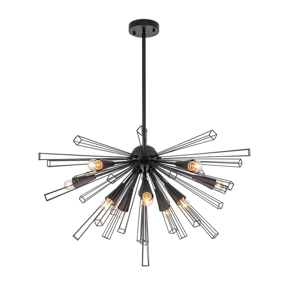 LightfixturesUAE-10-Light Modern Metal Sputnik Sunburst Chandelier-Chandeliers-Brass-