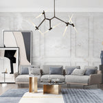 LightfixturesUAE-10-Light Modern Mid-Century Glass Irregular Branch Chandelier-Chandeliers-Black-