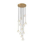 LightfixturesUAE-12-Light Bauhaus Glam Staircase Crystal Multi-Drop Tassel Cluster Pendant Light-Chandeliers-Brass-
