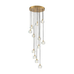 LightfixturesUAE-12-Light Bauhaus Glam Staircase Crystal Multi-Drop Tassel Cluster Pendant Light-Chandeliers-Brass-