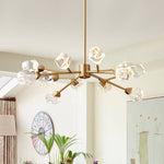 LightfixturesUAE-12-Light Brass Crystal Glass Sputnik Chandelier-Chandeliers-Brass-