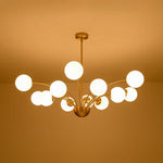 LightfixturesUAE-12-Light Luxury Glass Bubble Branch Chandelier-Chandeliers-Brass-