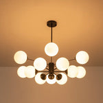 LightfixturesUAE-12-Light Mid-Century Modern 2-Tiered Bubble Glass Globe Sputnik Chandelier-Chandeliers-Brass-Ribbed Globe