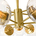 LightfixturesUAE-12-Light Mid-Century Modern 2-Tiered Bubble Glass Globe Sputnik Chandelier-Chandeliers-Brass-Ribbed Globe